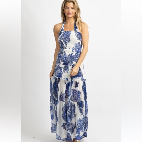 Luxxel Dresses & Skirts - Luxxel white and blue floral maxi dress